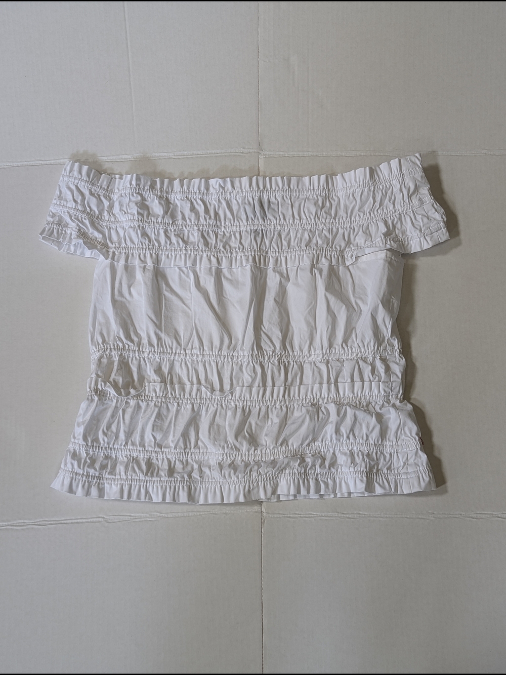 INC Off-Shoulder White Smocked Women’s Top